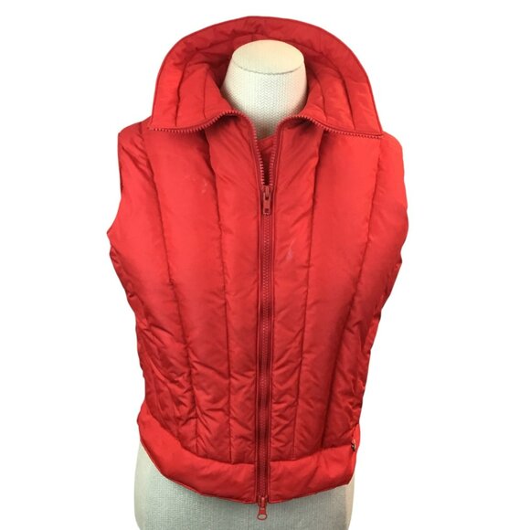 Swan Brand Red Down PUFFER FUNNEL VEST Womens Medium - Picture 1 of 10